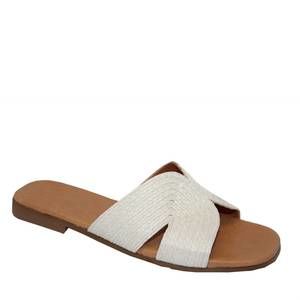 NEW ERIC MICHAEL women's raffi flat sandal in natural